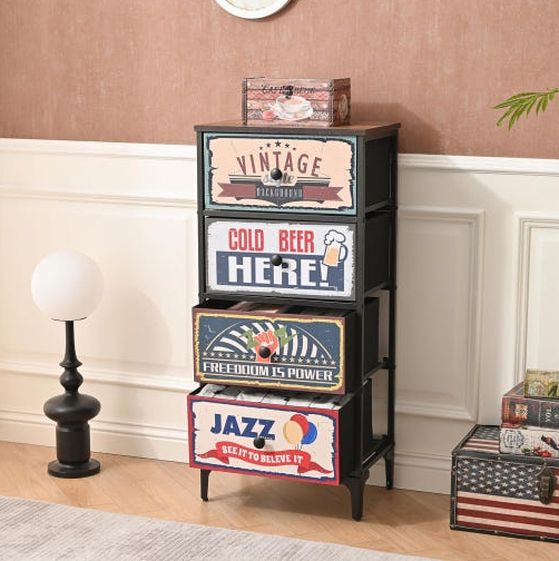 샵메이트 빈티지 틈새 4단 서랍장